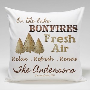 JDS Personalized Gifts Personalized Cabin Bonfire Throw Pillow JMSI2327